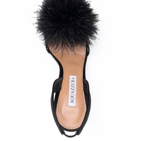 ❌SOLD❌ AQUAZZURA 40
Black Boudoir Feather-Trim Sandals - Picture 5 of 11